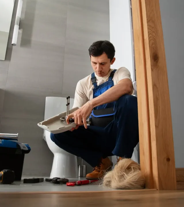 Der Klempner führt die Inspektion durch